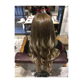 ショート ミディアム セミロング ロング カラー パーマ アオガミ （前髪顔周りカット）のヘアスタイル