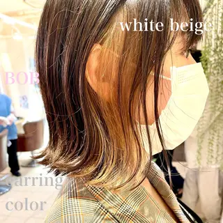 ミディアム カラー 切りっぱなしボブ ソノキユウカのヘアスタイル