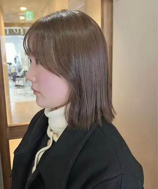 ミディアム カラー akane/ボブ /オリーブ/ブラウンのヘアスタイル