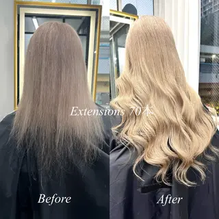 ロング カラー シールエクステ特化 ハイトーン、NANAのヘアスタイル