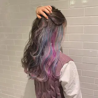 ロング カラー インナーカラー/天神 ブリーチ/吉田のヘアスタイル