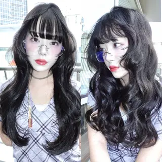 ロング カラー レイヤーカット ダブルカラーのヘアスタイル