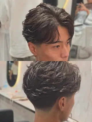 メンズ ミディアム パーマ Lapis 名古屋駅前店所属・LEN名古屋/パーマ メンズ特化美容師のヘアスタイル