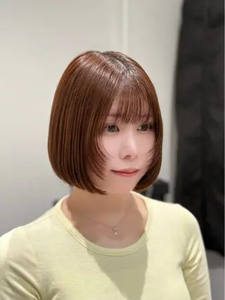 ミディアム カラー Mio｜ぱつっとボブ ｜髪質改善ストレートのヘアスタイル