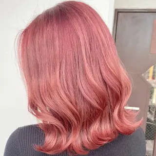 ミディアム カラー パーマ ヘアアレンジ メンズ 艶ピンク*ヘアセット 🌙shioriのヘアスタイル