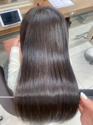 ロング パーマ 長妻莉央/縮毛矯正 髪質改善カラーのヘアスタイル