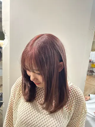 カラー ベージュ/ダブルカラ ー/新潟駅/青柳萌果のヘアスタイル