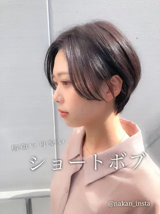 ショート カラー 顔周りレイヤー/ボブ 銀座✨中野まさひろのヘアスタイル