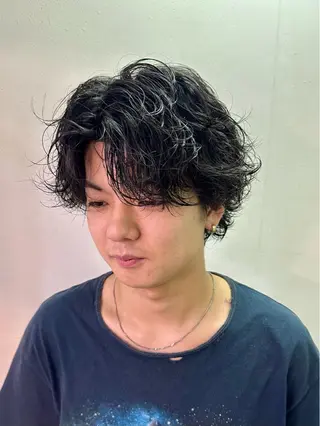 ミディアム パーマ メンズ カットモデル募集中/ たなかはやとのヘアスタイル