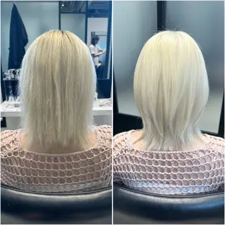 セミロング カラー 艶髪ハイトーン ちひろ🌙+.°のヘアスタイル