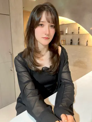 セミロング カラー ❣️韓国レイヤー 髪質改善❣️金山のヘアスタイル