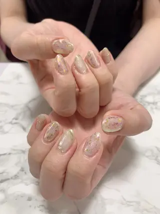 ネイル はな💎ネイル ワンホン、長さ出しのネイルデザイン