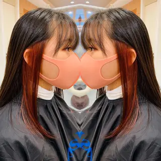 セミロング カラー 髪質改善/縮毛矯正 /ブリーチ矯正/岡部のヘアスタイル