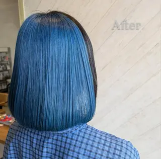 ミディアム ダブルカラー ブリーチ透明感カラーのヘアスタイル