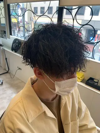 ミディアム メンズパーマ/難波/ 心斎橋　室園亮佑のヘアスタイル