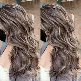 ロング カラー 表参道/ハイライト バレイヤージュ/縮毛のヘアスタイル