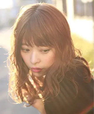 セミロング カラー 韓国ヘア ♡tomimaのヘアスタイル