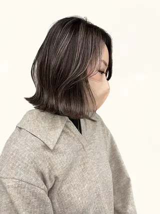 ミディアム カラー 横浜　店長 橋場優のヘアスタイル