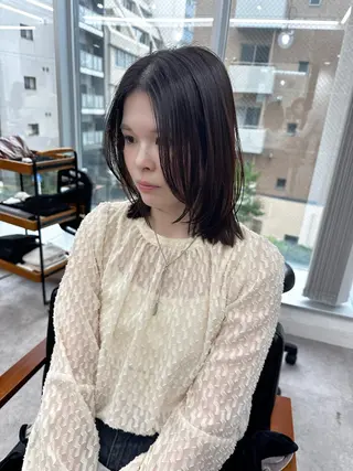 ミディアム カラー パーマ ヘアアレンジ メンズ キッズ 骨格似合わせレイヤー 🌿JUNのヘアスタイル