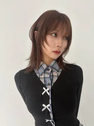 ミディアム カラー 🎀優姫 🎀 韓国レイヤーのヘアスタイル