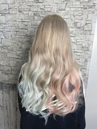 カラー ロング 最高級シールエクステ 💜Fave/あかねのヘアスタイル