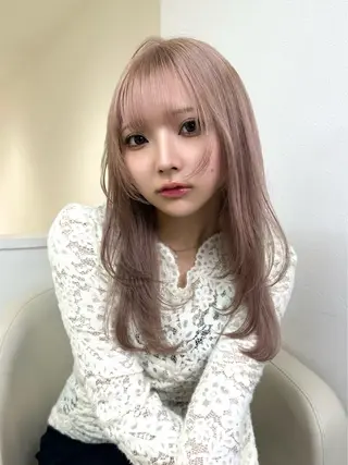 セミロング カラー はな　ブリーチ ハイトーン/ 渋谷のヘアスタイル