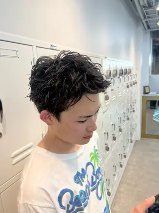 ショート パーマ メンズ 🌀toa/波巻き✨ /メンズパーマ／栄のヘアスタイル