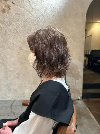 パーマ 切りっぱなしボブ 大阪梅田/きょうかのヘアスタイル