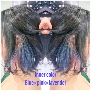 ミディアム カラー ハイライト/ブリーチ バレイヤージュ関佳祐のヘアスタイル