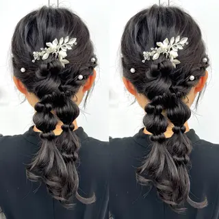 セミロング ヘアアレンジ ヘアメ🎀エクステ 🪽横浜/しほ🧸のヘアスタイル