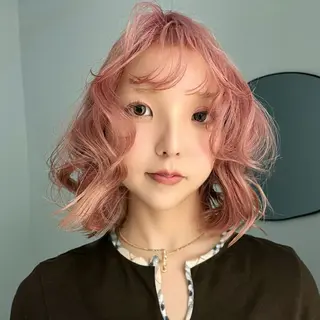 ミディアム 梅田/ボブ/デザイン カラー/sen🩶のヘアスタイル