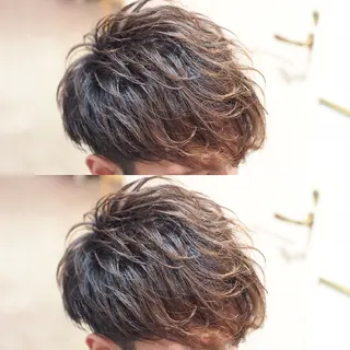 ショート パーマ メンズ 及川シゲル 髪質改善講師のヘアスタイル