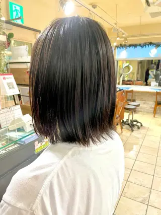 ミディアム 切りっぱなしボブ ソノキユウカのヘアスタイル