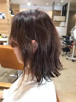 ミディアム 暖色カラー🍊 ボブ🌿顔周りcutのヘアスタイル