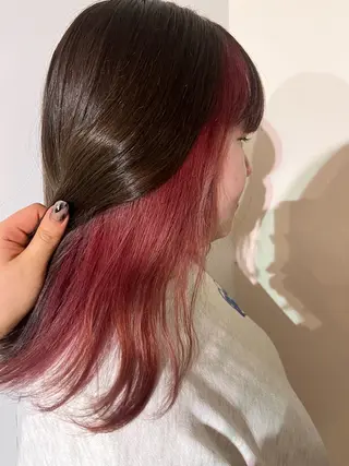 セミロング YUNA🍒 暖色カラーのヘアスタイル