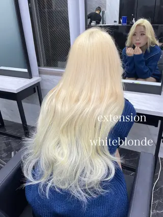 ロング カラー エクステ🩵ブリーチ 韓国ヘア🩵KAEのヘアスタイル