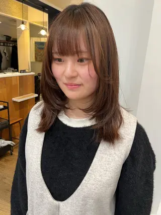 セミロング カラー ヘアアレンジ 無料カットモデル‪✨ ✂️Nanami🌷のヘアスタイル