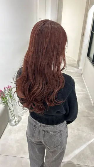 ロング カラー オリーブベージュ/ ブリーチなし透明感のヘアスタイル