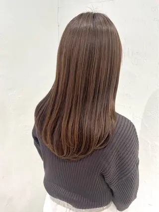 セミロング カラー ボブ・レイヤー/ ベージュカラーのヘアスタイル
