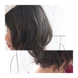 ミディアム カラー パーマ 30代からの大人 ショートのヘアスタイル