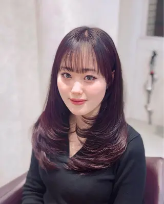 セミロング カラー suzuka/透明感 カラー 美髪縮毛矯正のヘアスタイル