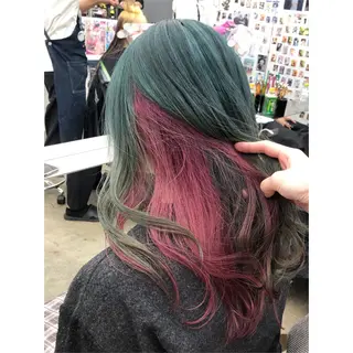 セミロング カラー 推しカラー✨ オタク美容師ユウカのヘアスタイル