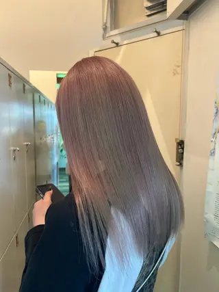 セミロング ハイトーンカラー/エ クステ/デザインのヘアスタイル