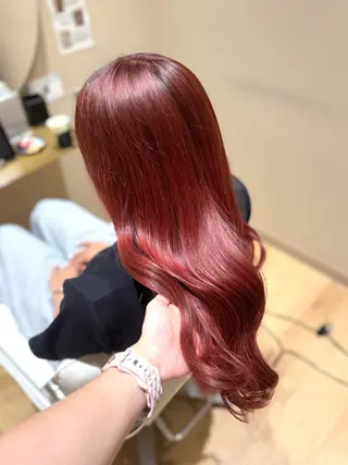 ロング カラー ヘアアレンジ miwa♡暖色カラー 盛れる顔周り.ヘアメのヘアスタイル
