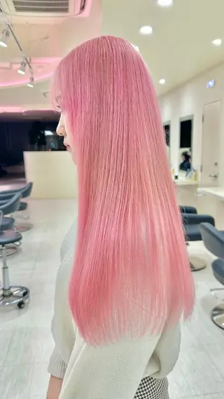 ロング カラー ヘアアレンジ 韓国レイヤー&ピンク 艶髪🩶maikoのヘアスタイル