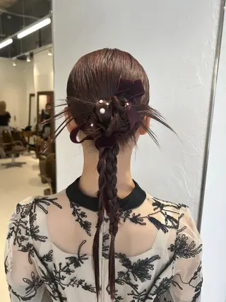 セミロング ヘアアレンジ ハイトーン/アレンジ /🎀YUINA🎀のヘアスタイル