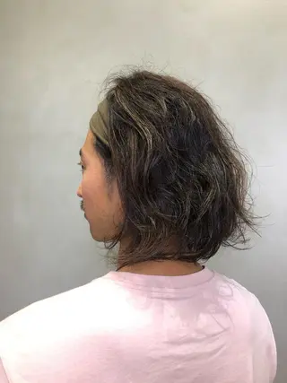 ミディアム カラー パーマ エフェクトブリーチ/ 長木雄飛のヘアスタイル