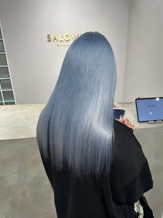 ロング カラー ハイトーン/ 縮毛矯正のヘアスタイル