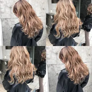 ロング カラー JuNブリーチに 縮毛矯正するプロのヘアスタイル