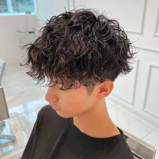 ショート メンズ パーマ 若白髪ボカシ/パーマ 藤川時也のヘアスタイル